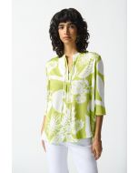 Joseph Ribkoff Key Lime/Vanilla Tropical Print Top Style 242184