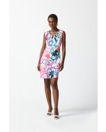 Joseph Ribkoff Vanilla/Multi Paisley Print A-Line Dress Style 242191