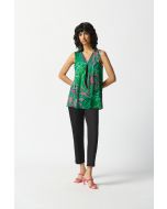 Joseph Ribkoff Green/Multi Floral Print Sleeveless Tunic Style 242235