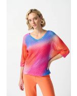 Joseph Ribkoff Open Stitch Abstract Print Pullover Sweater Style 242904