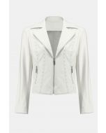 Joseph Ribkoff Vanilla Foiled Suede Fitted Jacket Style 242908