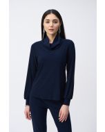 Joseph Ribkoff Midnight Blue Straight Cowl Collar Top Style 243063