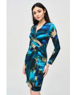 Joseph Ribkoff Black/Multi Abstract Print Wrap Dress Style 243072