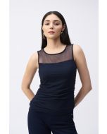 Joseph Ribkoff Midnight Blue Mesh Sleeveless Fitted Top Style 243104