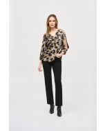 Joseph Ribkoff Black/Multi Satin Animal Print Top Style 243108