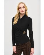 Joseph Ribkoff Black Fitted Wrap Top Style 243152