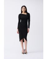 Joseph Ribkoff Black Draped Sheath Dress Style 243169