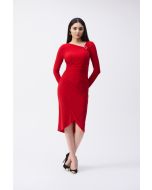 Joseph Ribkoff Lipstick Red Draped Sheath Dress Style 243169