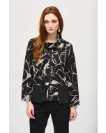 Joseph Ribkoff Black/Beige Abstract Print Top Style 243188