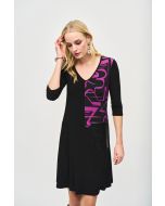 Joseph Ribkoff Black/Empress Colour-Block Dress Style 243210