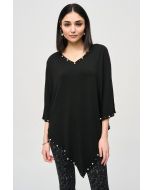 Joseph Ribkoff Black Poncho With Pearls Style 243222