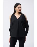 Joseph Ribkoff Black Boxy Top with Dolman Sleeves Style 243248