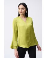 Joseph Ribkoff Wasabi Boxy Top With Ruffled Sleeves Style 243285