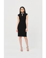 Joseph Ribkoff Black Embellished Collar Fitted Dress Style 243313