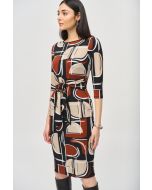 Joseph Ribkoff Black/Multi Abstract Puff Print Sheath Dress Style 243325