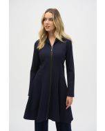 Joseph Ribkoff Midnight Blue Heavy Knit Long Flared Coat Style 243330