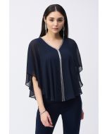 Joseph Ribkoff Midnight Blue Chiffon Poncho Top Style 243707