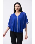 Joseph Ribkoff Royal Sapphire Chiffon Poncho Top Style 243707