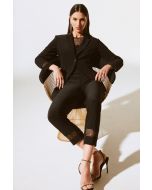 Joseph Ribkoff Black Pants with Rhinestone and Mesh Detailing Style 243753