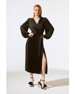 Joseph Ribkoff Black Pleated Midi Dress Style 243771X