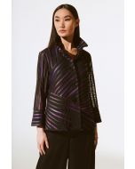 Joseph Ribkoff Black/Multi Abstract Print Soutache Jacket Style 243777
