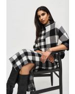 Joseph Ribkoff Black/Vanilla Plaid Jacquard Knit Skirt Style 243947