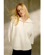 Joseph Ribkoff Vanilla Jacquard Zipped Collar Sweater Style 243954