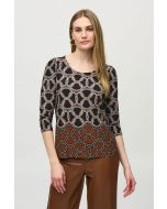 Joseph Ribkoff Black/Multi Chain Border Print Top Style 244065