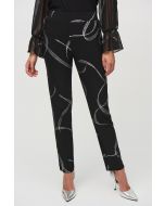 Joseph Ribkoff Black/Silver Abstract Print Pull-On Pants Style 244119