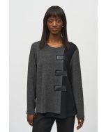 Joseph Ribkoff Grey/Black Color Block Boxy Tunic Style 244133