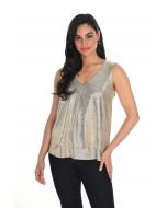 Frank Lyman Gold Layered V-Neck Sleeveless Top Style 244181