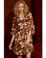 Joseph Ribkoff Beige/Multi Animal Print Fit and Flare Dress Style 244185