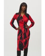 Joseph Ribkoff Black/Multi Abstract Print Wrap Dress Style 244238