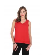 Frank Lyman Tomato Sleeveless Layered Top Style 244252