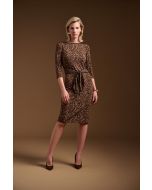 Joseph Ribkoff Beige/Black Animal Print Sheath Dress Style 244254