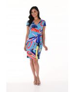 Frank Lyman Turquoise/Multi Abstract Print Wrap Dress Style 246134