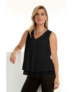 Frank Lyman Black Sleeveless Layered Top Style 61175