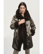 Joseph Ribkoff Taupe Reversible Faux Fur Coat Style 243904