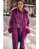 Joseph Ribkoff Empress Feather Yarn Faux Fur Coat Style 243923