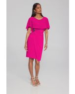 Joseph Ribkoff Shocking Pink Sheath dress with Chiffon Cape Style 241708