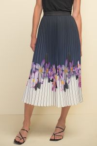 Joseph Ribkoff Midnight/Purple/Multi Pleated Skirt Style 211956