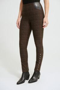 Joseph Ribkoff Black/Brown Plaid Pants Style 213050