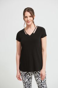 Joseph Ribkoff Black V-neck T-Shirt Style 213338