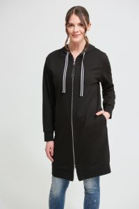 Joseph Ribkoff Black Long Hooded Jacket Style 213404