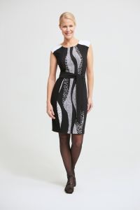 Joseph Ribkoff Black/Vanilla Abstract Sheath Dress Style 213442 - Main Image