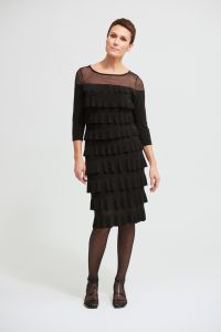 Joseph Ribkoff Black Tiered Ruffle Dress Style 213457