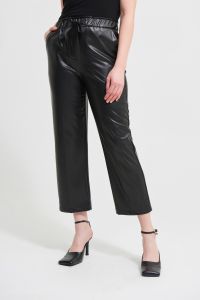 Joseph Ribkoff Black Leatherette Wide Leg Pants Style 213587
