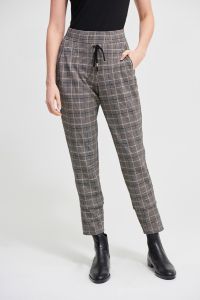 Joseph Ribkoff Black/Multi Plaid Jacquard Pants Style 213649