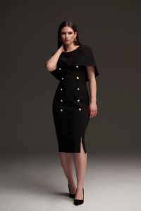 Joseph Ribkoff Black Overlay Double-Breasted Dress Style 213719