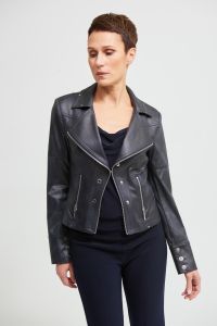 Joseph Ribkoff Ink Faux Leather Jacket Style 213945